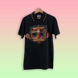 1990s Vintage Collared T-Shirt - Scarecrow Halloween Graphic Tee - M